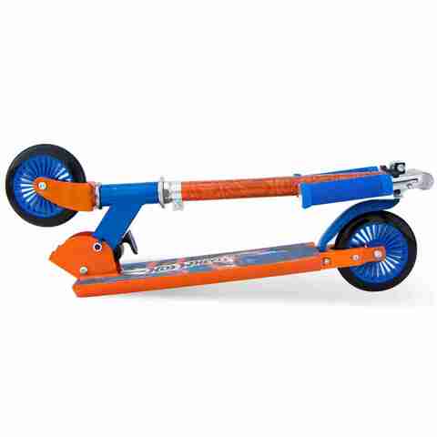 Spartan Folding Scooter - Orange Body With Blue Wheels