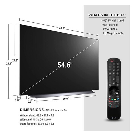 LG OLED55C1PVB OLED 4K Smart TV Black 55 inch
