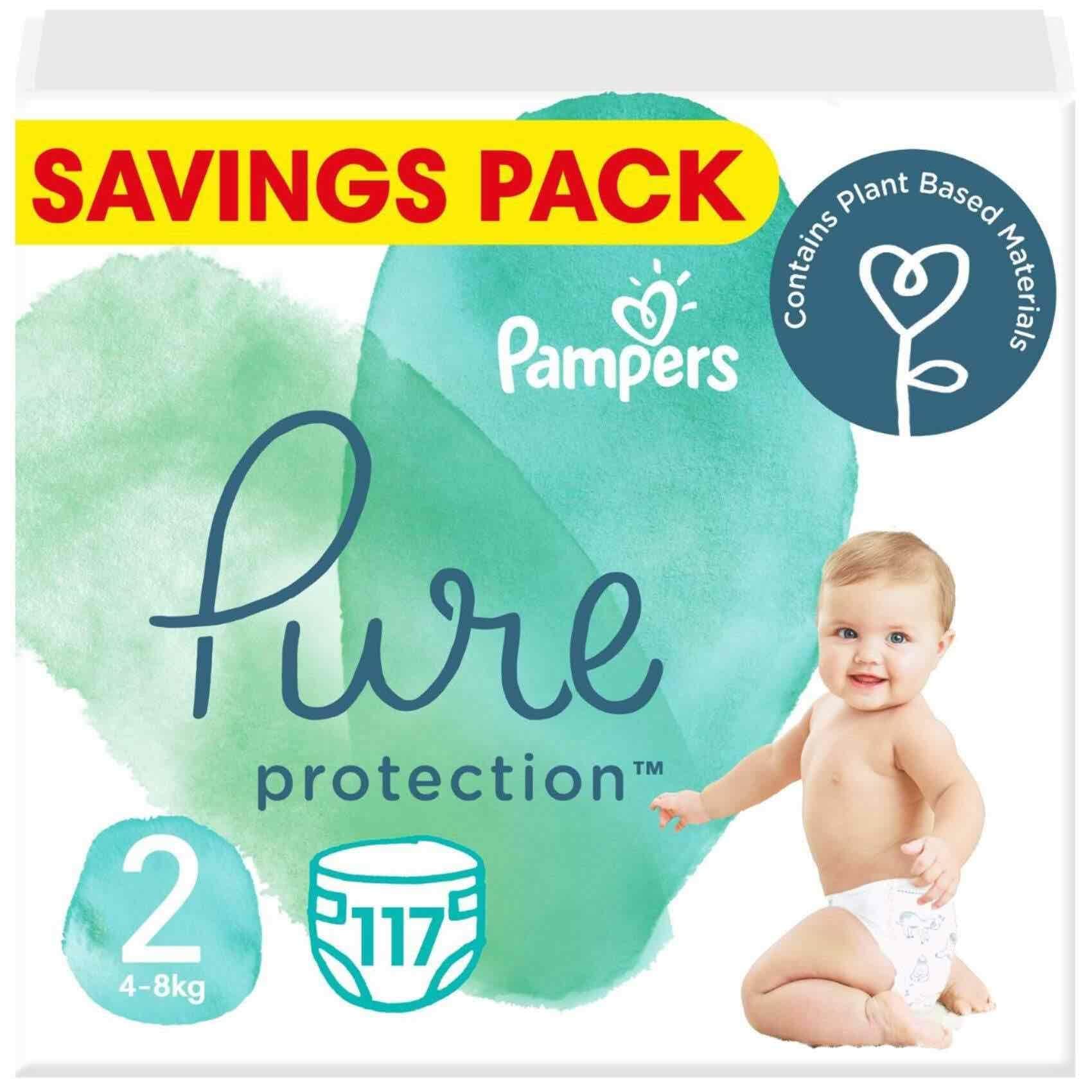 Buy Pampers Pure Protection Dermatologically Tested Diapers Size 2 4-8kg 39  Diapers Pack of 3 Online - Shop Baby Products on Carrefour UAE