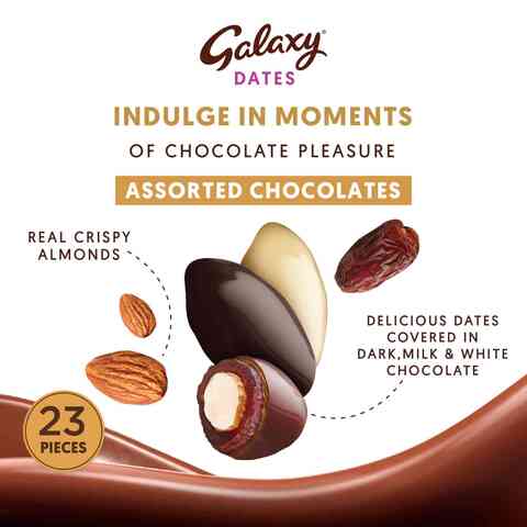 Galaxy Chocolate Assorted Dates Covered In Milk Dark And White Chocolate 299g