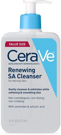 Cerave Salicylic Acid Cleanser, 16 Ounce, Renewing Exfoliating Face Wash With Vitamin D For Normal Skin, Fragrance Free