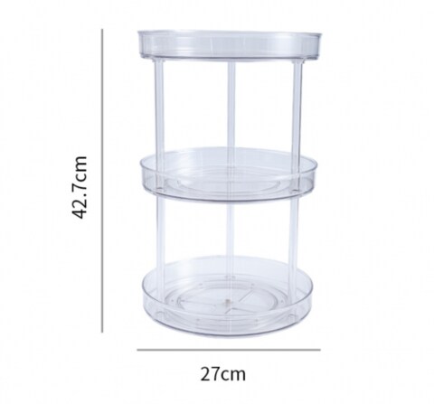 Turnable Cabinet Organizer Clear Plastic Spinning Kitchen Spices Storage Organizer for Cabinet Pantry Fridge Countertops (3 Tier 1pcs)GC2398A