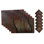 Buy Kuber Industries PVC 6 Pieces Dining Table Placemat Set with 6 Pieces Tea Coasters (Brown) in UAE