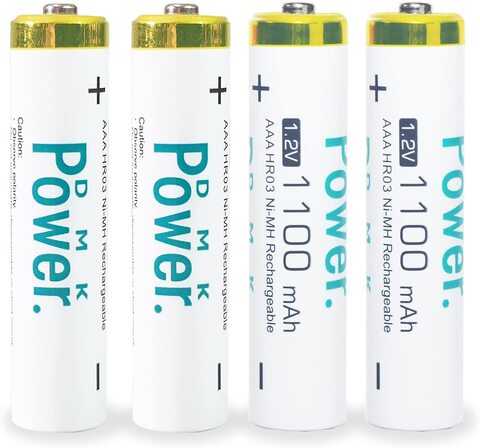 DMK Power 4pcs AAA Rechargeable 1100mAh High Capacity Batteries 1.2V NiMH Low Self Discharge with 4 Independent Slot USB Charger for AA AAA NiMh rechargeable Batteries