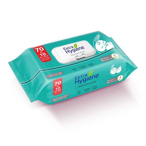 Hygiene Baby Wipes, Nourishing Cream - 70+10 Wipes