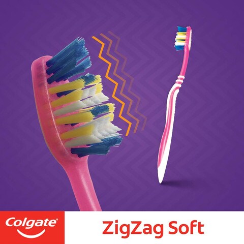 Colgate Zigzag Medium Toothbrush Multicolour 3 count