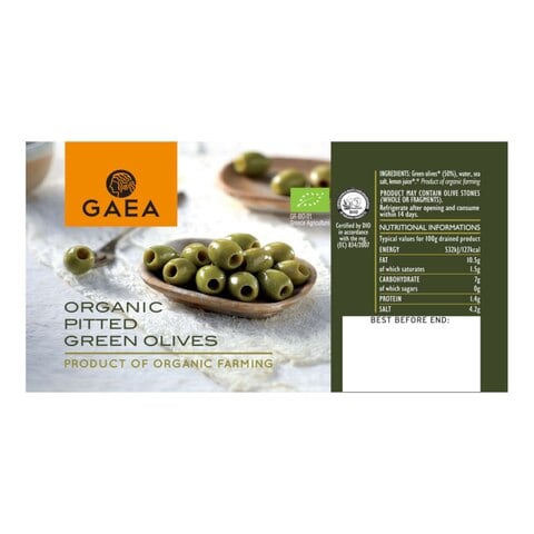 Gaea Pitted Green Olives In Brine 290g