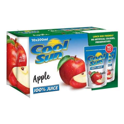 اشتري Cool Sun Apple 100% Juice 200ml Pack of 10 في الامارات