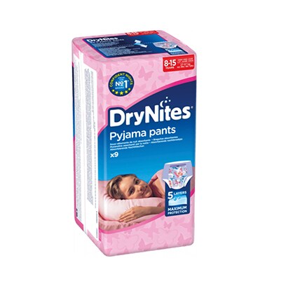 Pantalon Nappy DryNites Girl - 8-15 ans, 27-54kg - 27 couches