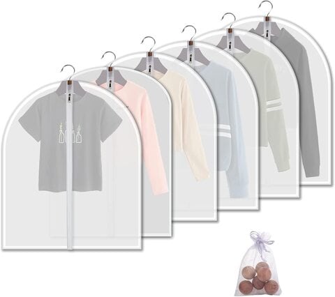 Mskitchen Plastic Garment Clothing Storage Bags, Hanging For Closet  Storage, Cloth Bags With Zipper For Suit, Dress, Coat Travel Closet Clear  Garment