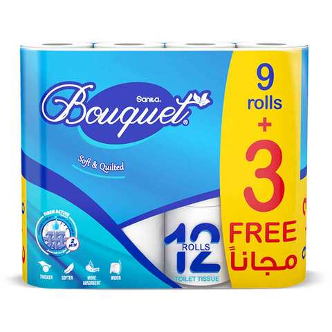 Buy Sanita Bouquet Toilet Paper (9+3) Roll 2 Ply 200 Sheets in Saudi Arabia