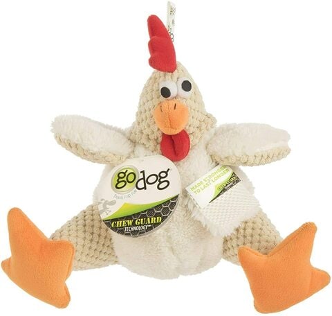 اشتري Godog Checkers  Fat White Rooster With Chew Guard Technology Durable Plush Squeaker Dog Toy, Mini (Just For Me) في الامارات