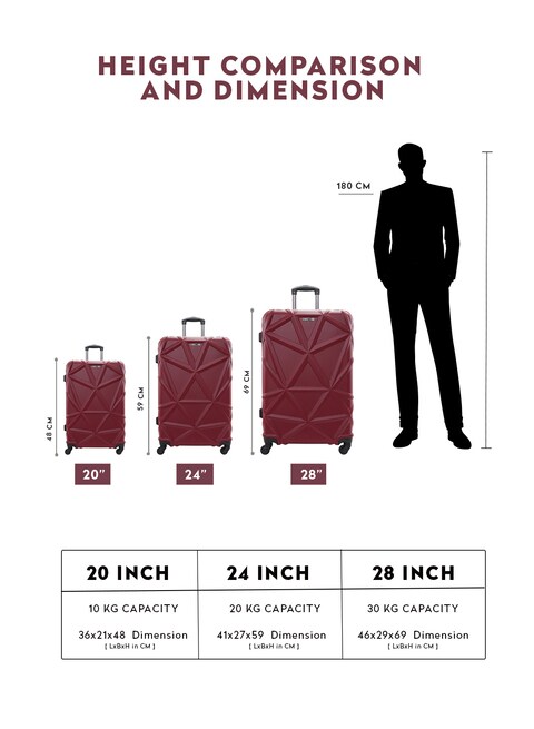 20 kg trolley bag size sale