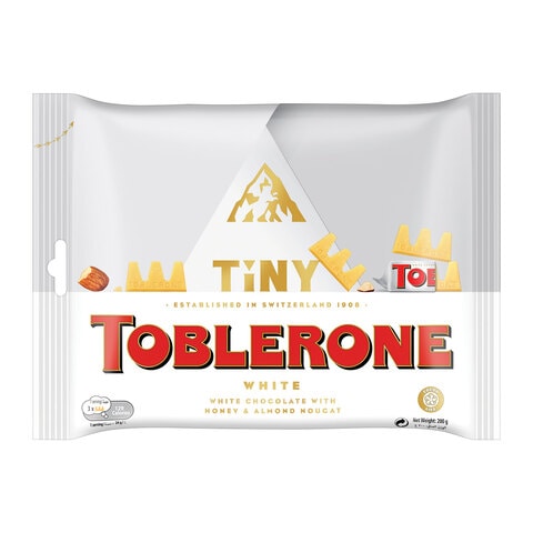 Toblerone Tiny Swiss White Chocolate Bar With Honey &amp; Almond Nougat Minis Sharing Pack 200g
