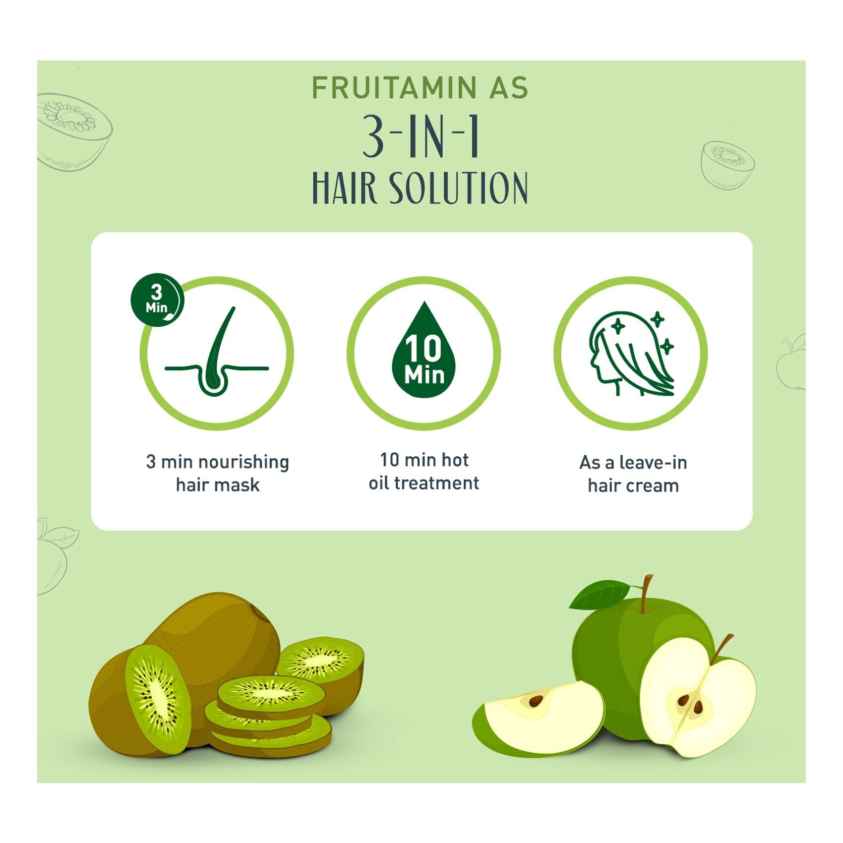 Buy Vatika Naturals Fruitamin Green Apple And Kiwi Hair Conditioning Mask  350g Online - Shop Beauty & Personal Care on Carrefour UAE