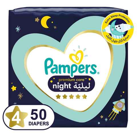 Pampers Premium Care Night Diaper Size 4 10-15kg Mega Pack White 74 ...