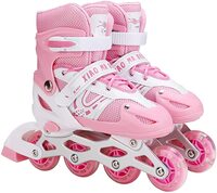 Adjustable Inline Skates, Beginners Roller Skates with PU Glow Wheel, ABEC -7 Bearing Roller Blades for Kid,Adults,Men, Women and Teens,Pink,M