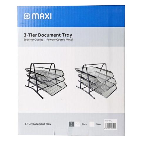 Maxi 3-Tier Mesh Document Tray Black