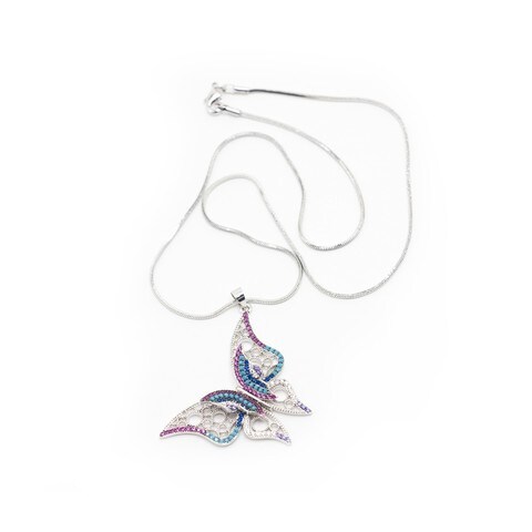 TANOS - Silver Plated Chain Necklace Butterfly W/ Nano Stone
