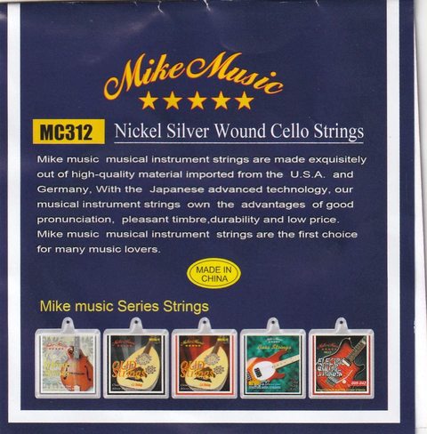 Mike Music Cello Strings Full Set (A, D, G, C) Steel Rope Core For 4, 4 &amp; 3, 4 &amp; 1, 4&amp; 1, 2Size (Cello Strings Mc312)