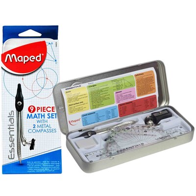 Maped Metal Open Compass - 9 Pcs Set - (Colors May Vary) Buy Online