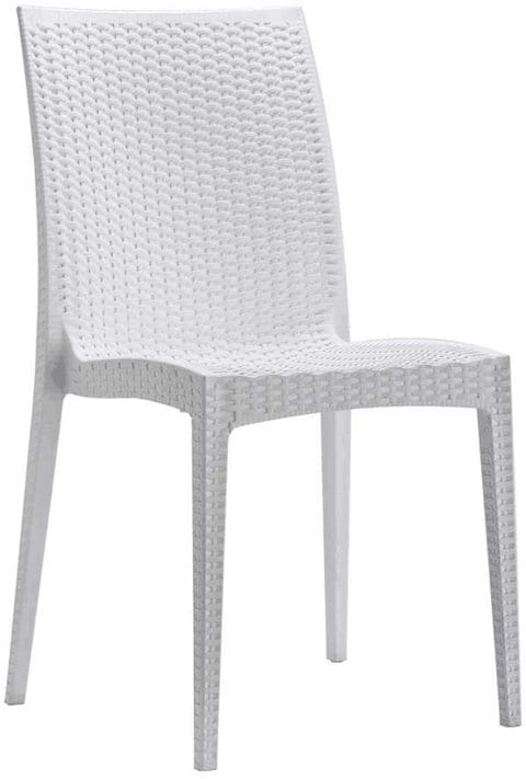 LANNY Set of 4 Plastic Armless Chair 1707white Rattan Desgin Dining Chair-good for Garden Patio Kitchen