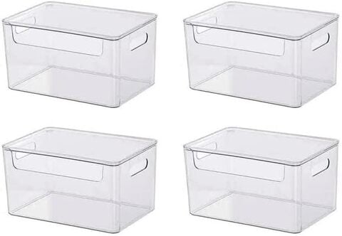 Large clear plastic storage bins with clearance lids