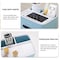Aiwanto Plastic Tissue Box (Blue) And 5 Pack Disposable Face Towel Desktop Tissue Holder Plastic Tissue Box