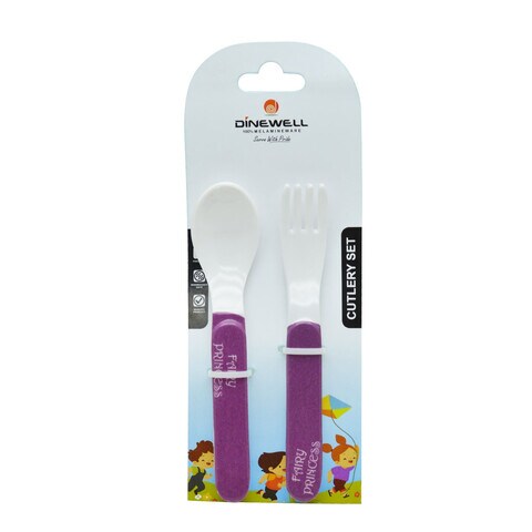 DINEWELL KIDS SPOON &amp; FORK SET SPOON FAIRY PRINCESS, DWC2148FAP, 6&#39;&#39;