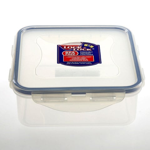 لوك اند لوك حافظة طعام مربعة الشكل شفاف/أزرق 870 ملل