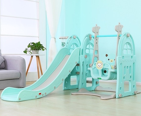 XIANGYU kids 3in1 outdoor play structure jumbo slide with swing and basketball game for kids