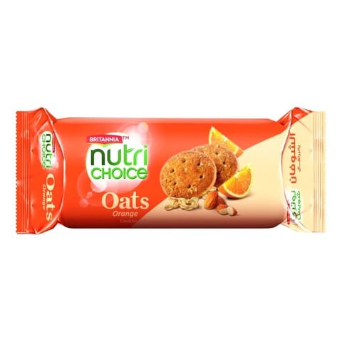 Britannia NutriChoice Oats Cookies Orange with Almonds Healthy Snack 75g