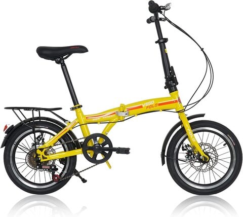 Yellow store folding bike