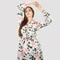 KIDWALA Size L, Women&#39;S Long Dress, Floral Print With Front Tie Knot, Long Sleeves, Closed Neck, White Pink &amp; Green &amp; Blue Vintage Dress,