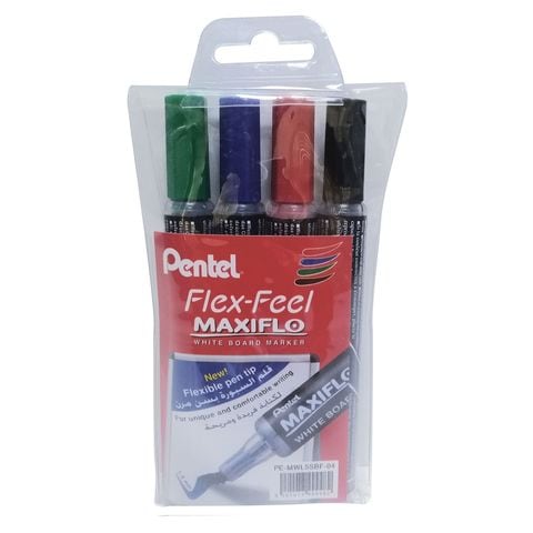 Pentel Flex-Feel Maxiflo Whiteboard Marker Multicolour 4 PCS