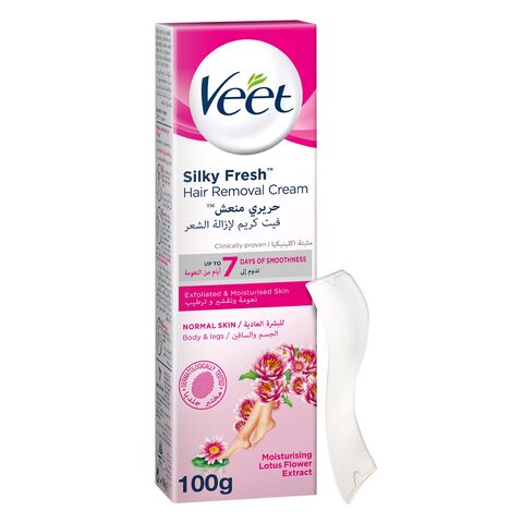 Buy Veet Silky Fresh Hair Removal Cream Body  Legs for Normal Skin, Soothing Aloe Vera  Violet Blossom Fragrance – 100g in Saudi Arabia