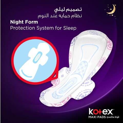 Kotex Nighttime Maxi Sanitary Pads With Wings White 16 Pads