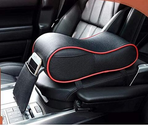 Doreen Car Center Console Armrest Thick Cushion, Memory Foam Auto Seat Arm Rest Extender Arm Rest Pillow Pad Support for Car Home Office, Chair Armrest Cover for Elbow &amp; Forearm (Black &amp; Red)（GC1982A）