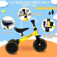 SKY-TOUCH 4 in 1 Kids Balance Bike Kids Tricycles for 1-4 Years, Toddlers Trike with Adjustable Seat Indoor Outdoor, Boys Girls Kids First Birthday Gifts Yellow
