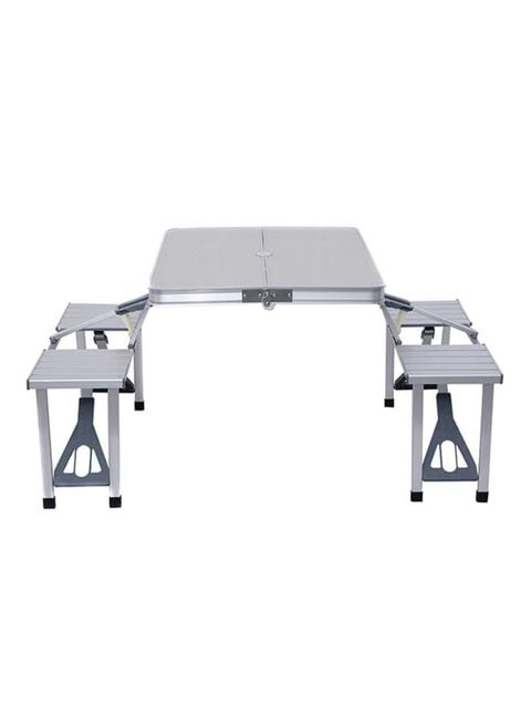 Generic 4-Seat Outdoor Portable Picnic Table Silver
