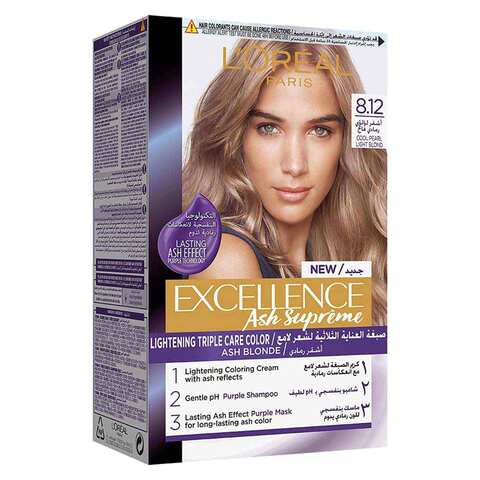 Buy LOreal Paris Excellence Ash Supreme Hair Color - 8.12 Cool Pearl Light Blonde in Egypt