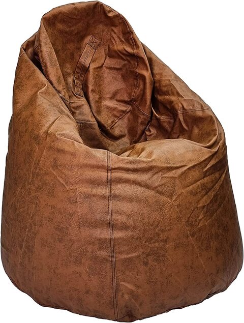 Luxe Decora Faux Leather Antique Bean Bag With Filling 80x80x50cm (Brown)