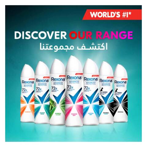 REXONA Women Antiperspirant Deodorant Spray, 72 Hour Sweat &amp; Odor Protection, Powder Dry, With Motionsense Technology, 150ml