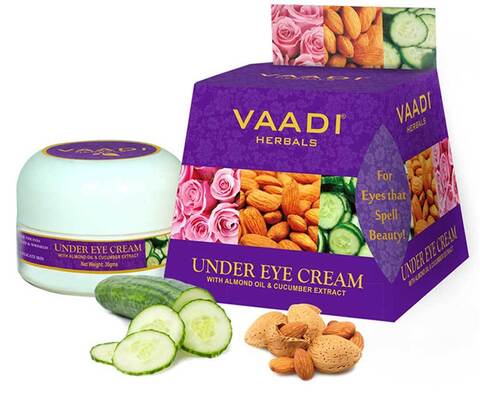 Vaadi Herbals Under Eye Cream - Almond Oil &amp; Cucumber Extract - 30 gms