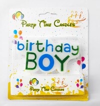 Party Time Blue &amp; Green Color Birthday Boy Birthday Candle - Unscented Candle For Cake Decoration