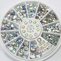 Aiwanto 3Packs Nail Art Decoration White Multicolor Rhinestones Nail Decoration