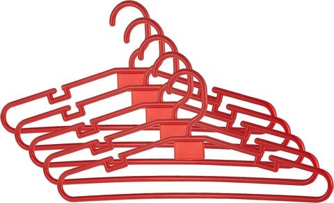 Royalford Plastic Clothes Hanger 5 Pcs/Red, Assorted