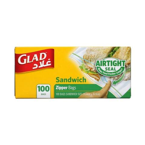 Glad Sandwich Zipper Bags, 100 count