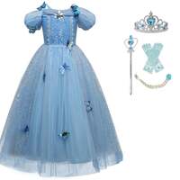 FITTO Halloween Cinderella Butterfly Dress Blue &amp; Purple Ombre Costume with Accessories, size 130