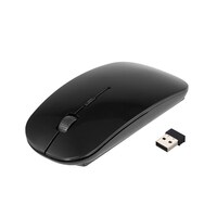 Generic-2.4G Wireless Mouse Portable Ultra-thin Mute Mouse 4 Keys Wireless Optical Mouse 1600DPI for Desktop Computer Laptop Black